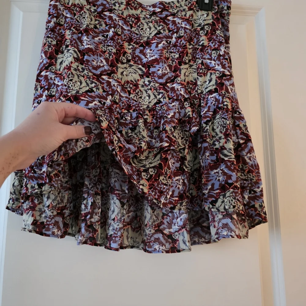 Free People Tiered Ruffle Mini Skirt Womens 6 Boho Preppy Coastal Cowgirl Floral